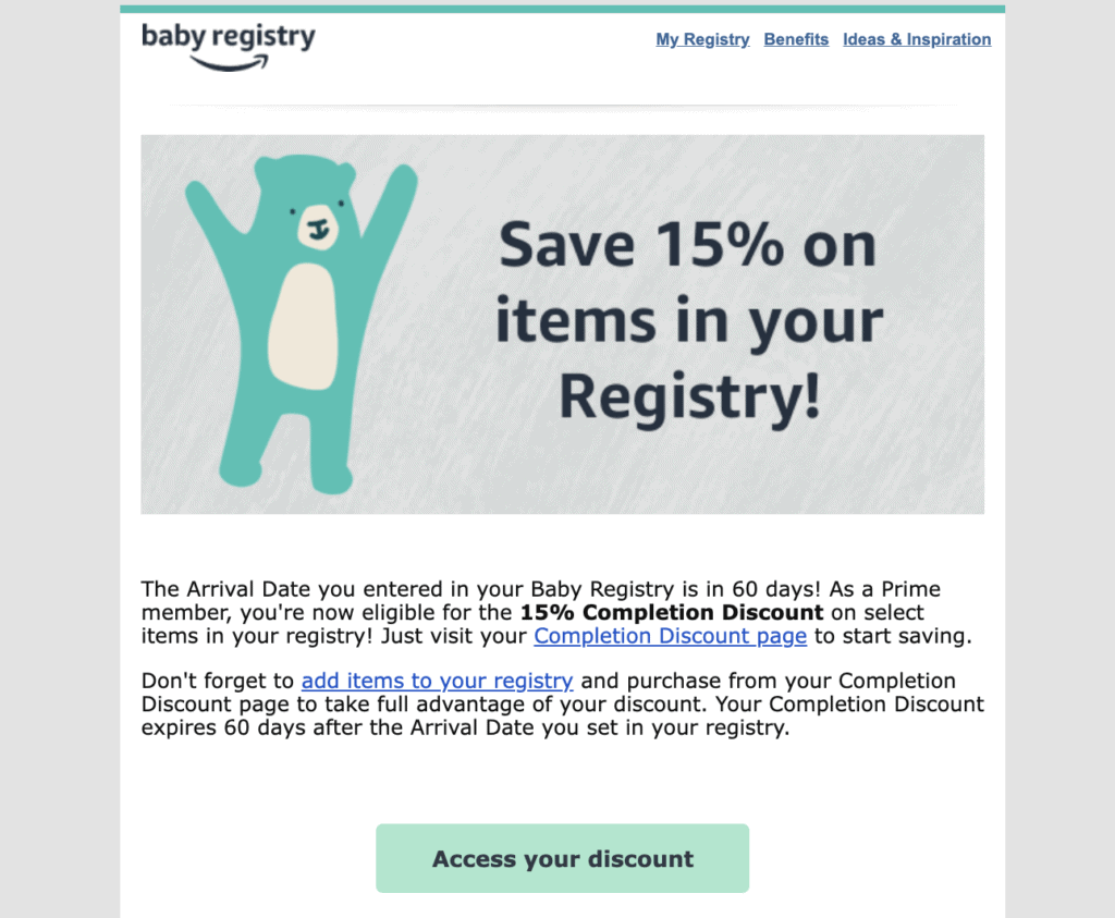 amazon shopping hack to save money - sign up for a baby registry