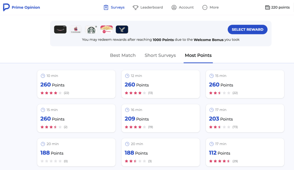 prime opinion survey amounts