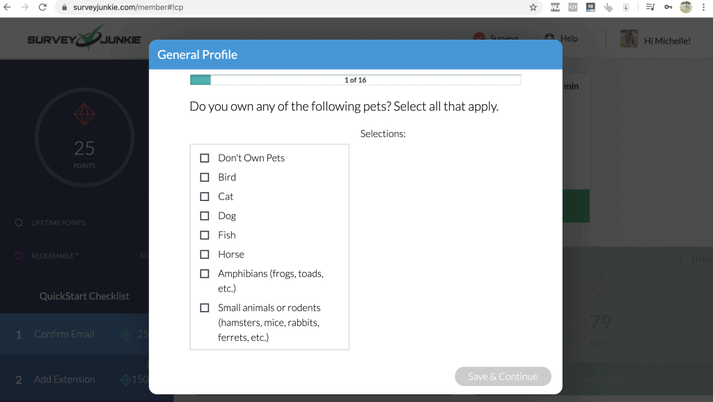 How do I earn points on Survey Junkie?